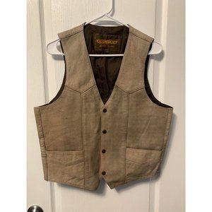 Unik Premium Light Brown Leather Buttoned Vest Size 42